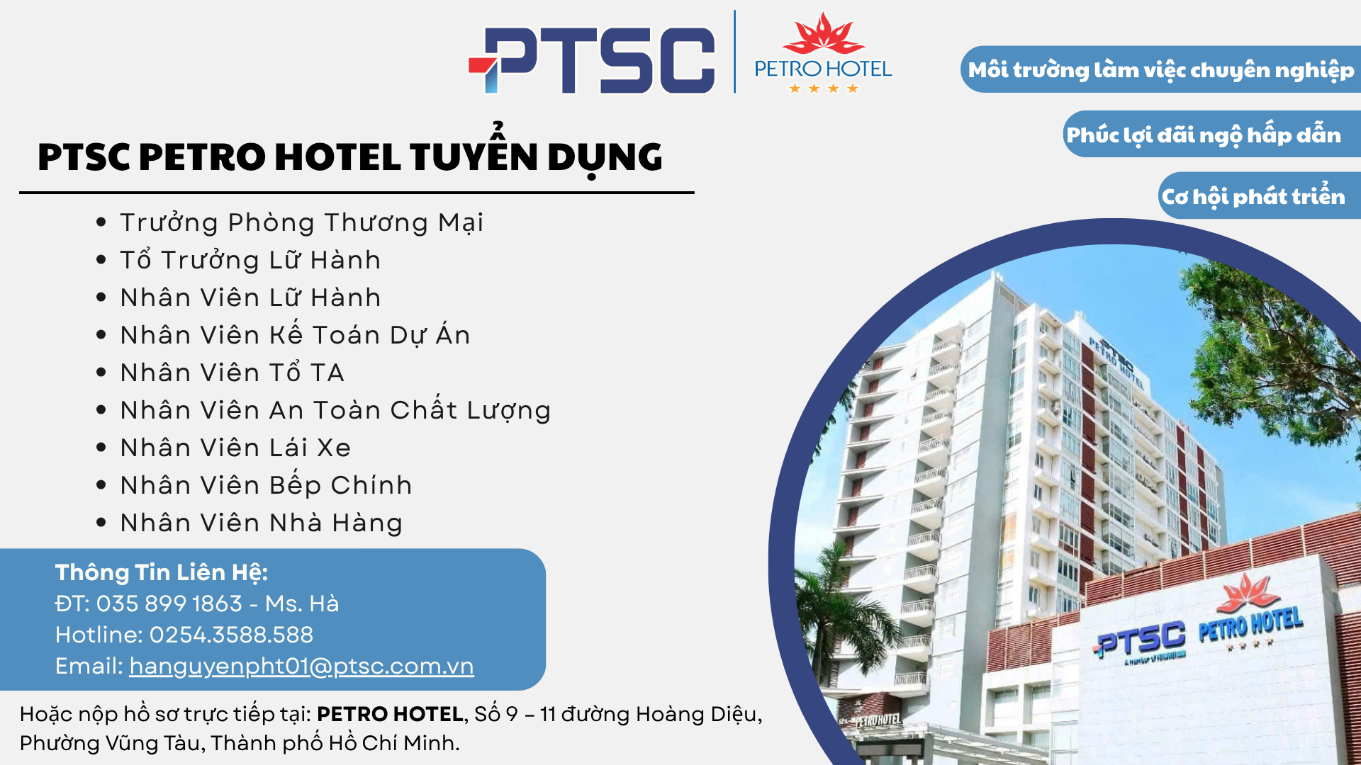 PTSC Petro Hotel tuyển dụng